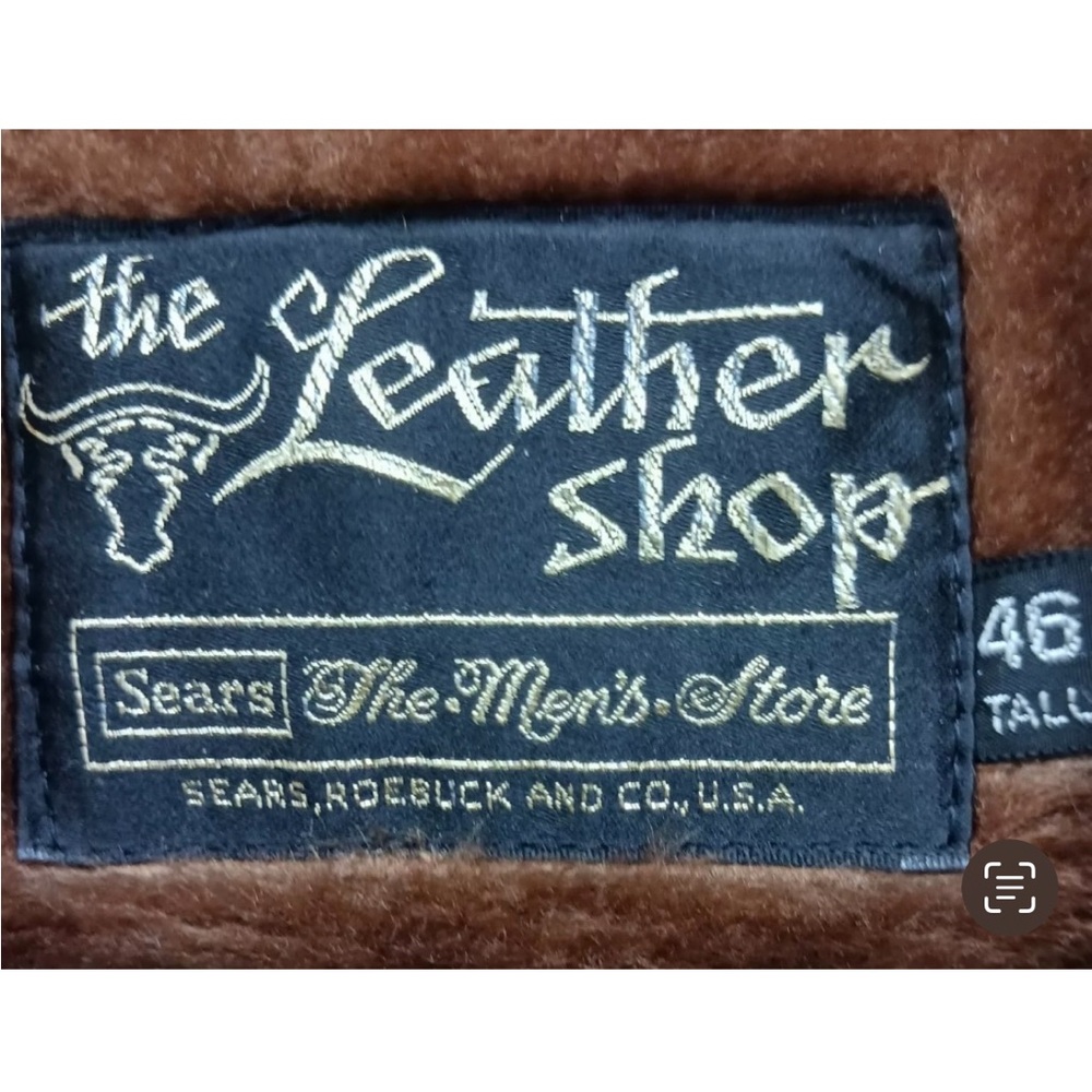 SALE * Vintage Sears Leather Shop Suede Cognac Faux Shearling Coat - Picture 3 of 9